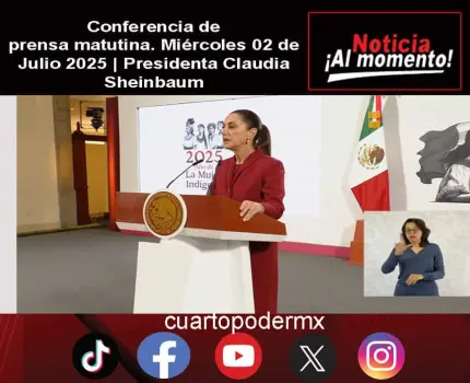 Conferencia de prensa matutina. Miércoles 02 de Julio 2025 | Presidenta Claudia Sheinbaum
