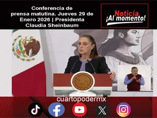 Conferencia de prensa matutina. Jueves 29 de Enero 2026 | Presidenta Claudia Sheinbaum