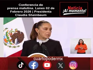 Conferencia de prensa matutina. Lunes 02 de Febrero 2026 | Presidenta Claudia Sheinbaum Conferencia de prensa matutina. Lunes 02 de Febrero 2026 | Presidenta Claudia Sheinbaum