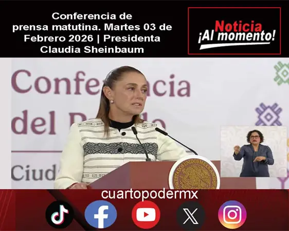 Conferencia de prensa matutina. Martes 03 de Febrero 2026 | Presidenta Claudia Sheinbaum