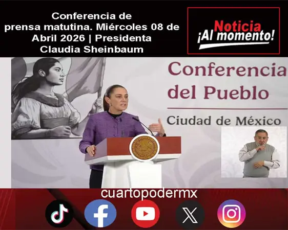 Conferencia de prensa matutina. Miércoles 08 de Abril 2026 | Presidenta Claudia Sheinbaum