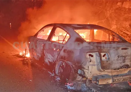 Arde en llamas vehículo en carretera de cuota