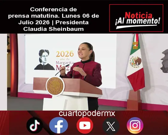 Conferencia de prensa matutina. Lunes 06 de Julio 2026 | Presidenta Claudia Sheinbaum