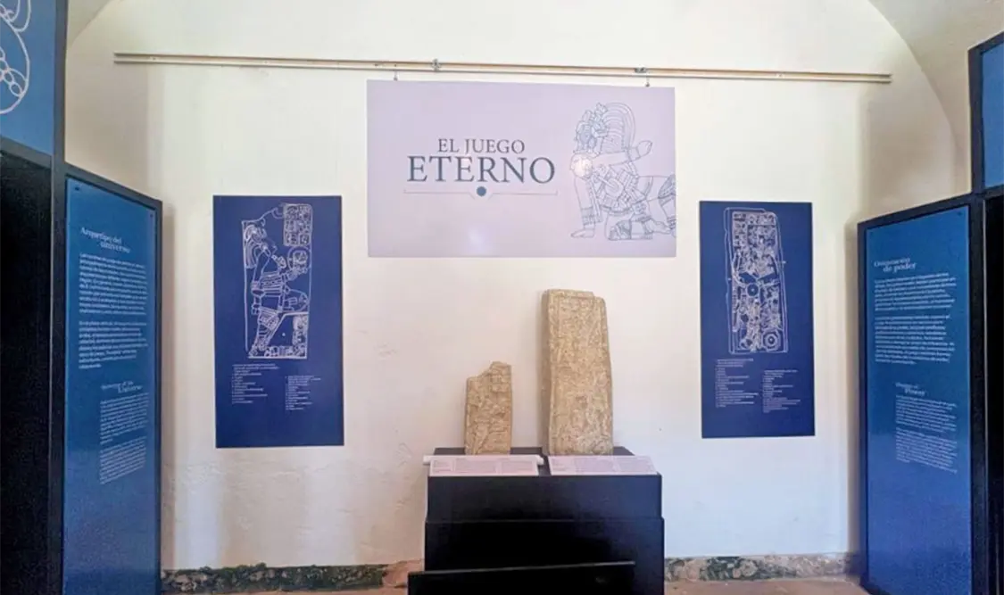 “El juego eterno” permanecerá en la Sala de Exposiciones Temporales del Museo de Arquitectura Maya. Cortesía