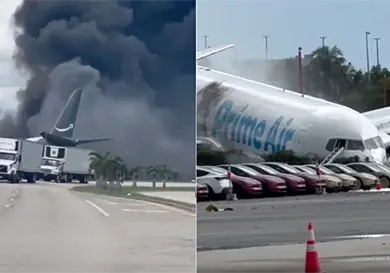 Avión de Amazon se incendia; cinco muertos